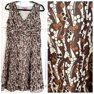 Vintage Brown and White Pattern A-Line Dress